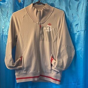 Burton Gray Zip-Up Sweatshirt with Red Accents Medium